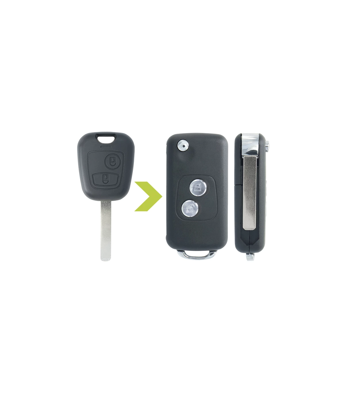 Coque de clé modifiée Peugeot 107, 307, 307CC, Citroën C1, C2, C3 - photo 3