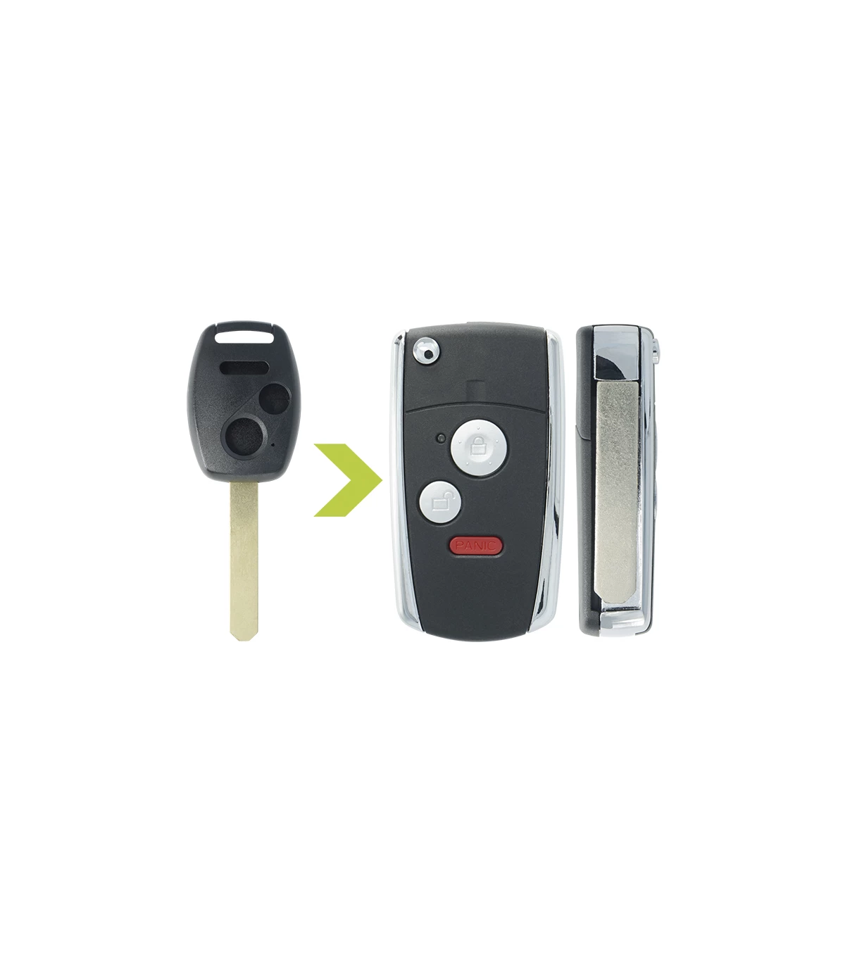 Coque clé modifiée Honda 3 boutons pour Accord, Civic, Coupe, CR-V, FR-V, HR-V, Insight, Jazz, Legend, Odyssey... - photo 2