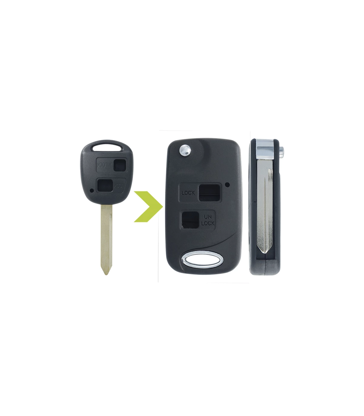 Coque clé modifiée 2 boutons Toyota, Yaris, Verso, Rav4, Land Cruiser, Auris - photo 2