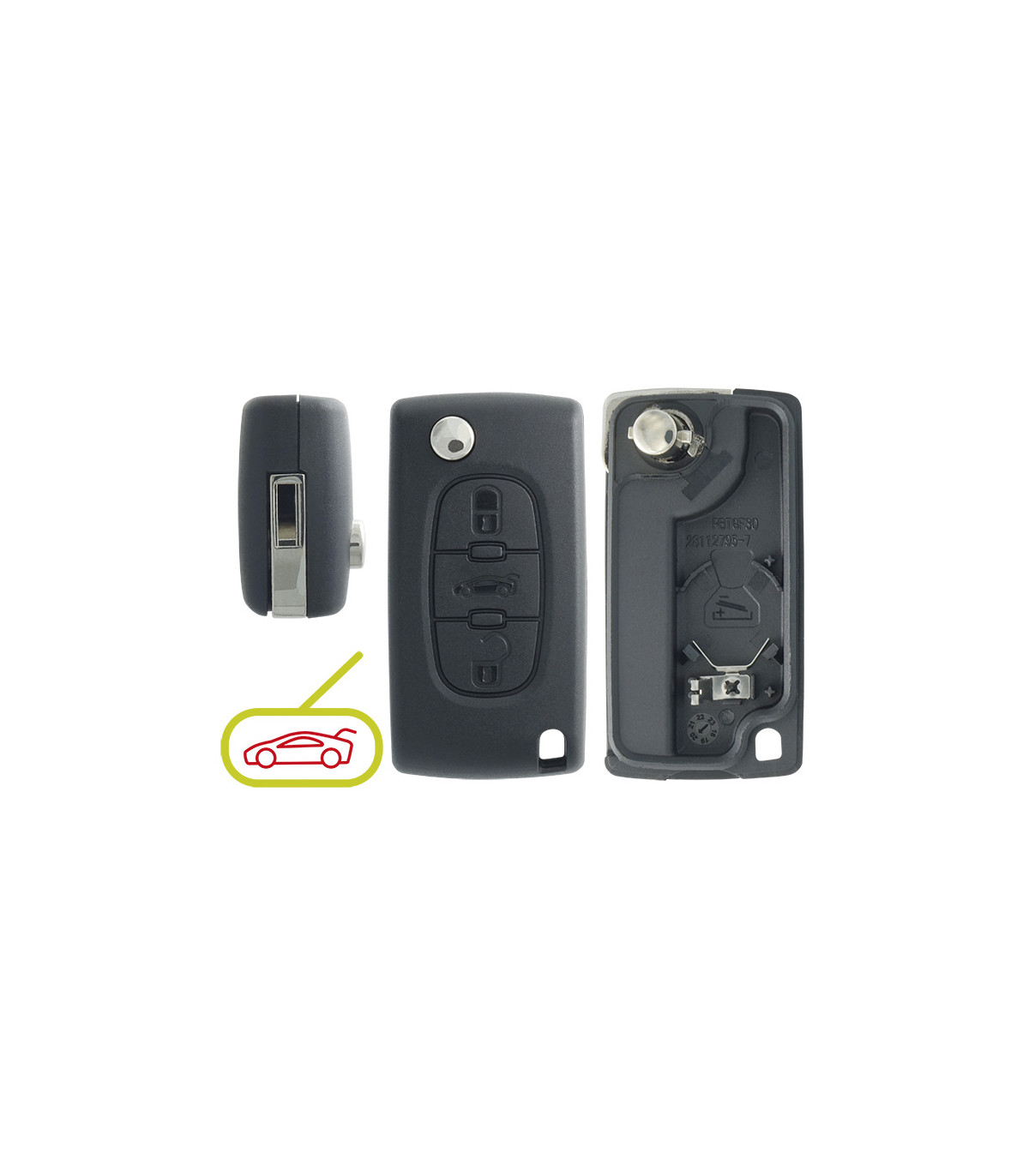 Coque Peugeot Citroën 3 boutons pour Berlingo, C5 C6, 207, 307, 308, Partner, RCZ