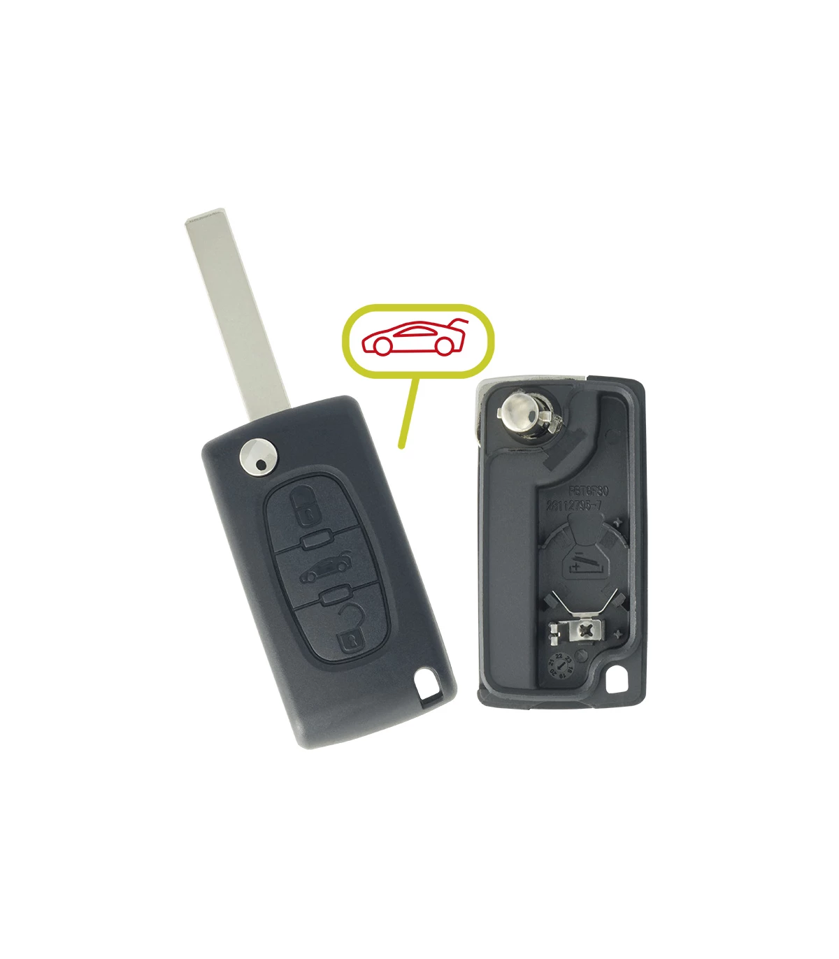 Coque PSA 3 bouton pour Citroën C5, C6, Jumpy - Peugeot 207CC, 207SW, 307CC, 307SW, 308CC, 308SW, Expert, RCZ - photo 2